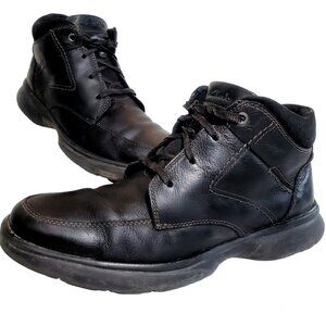 Clarks Derby Leather Ankle Boots Men's 12 US Black Tumbled Shoes